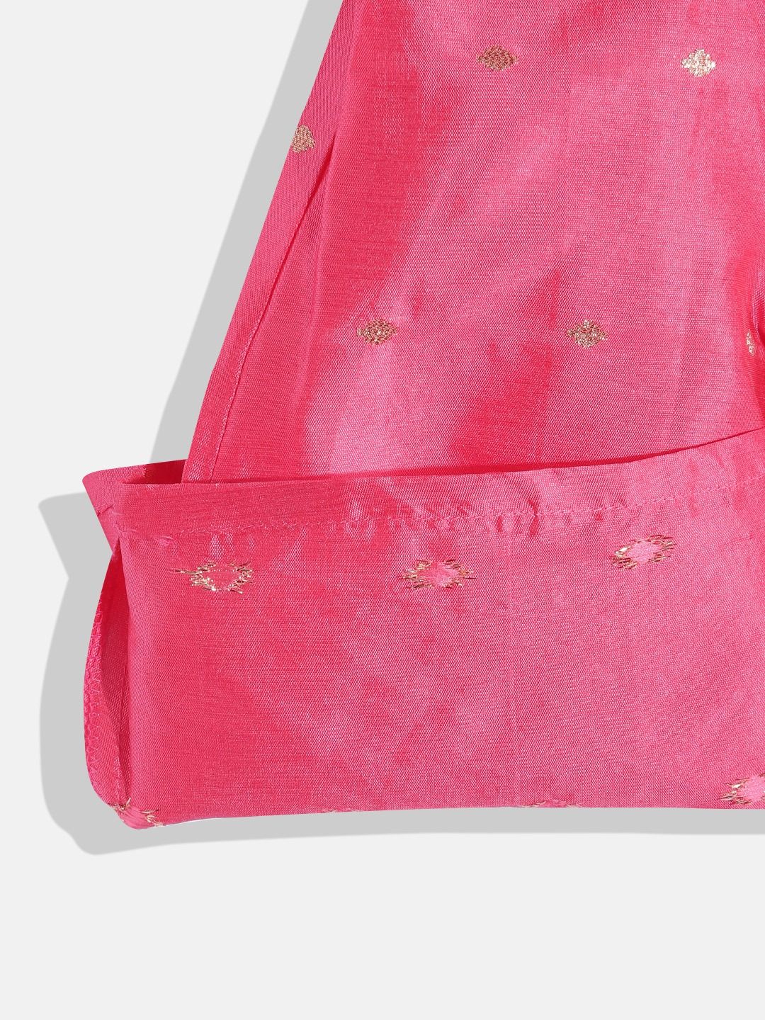 Straight Style Silk Fabric Cream & Pink Color Top And Bottom