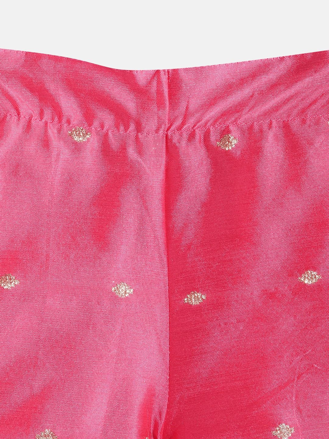 Straight Style Silk Fabric Cream & Pink Color Top And Bottom