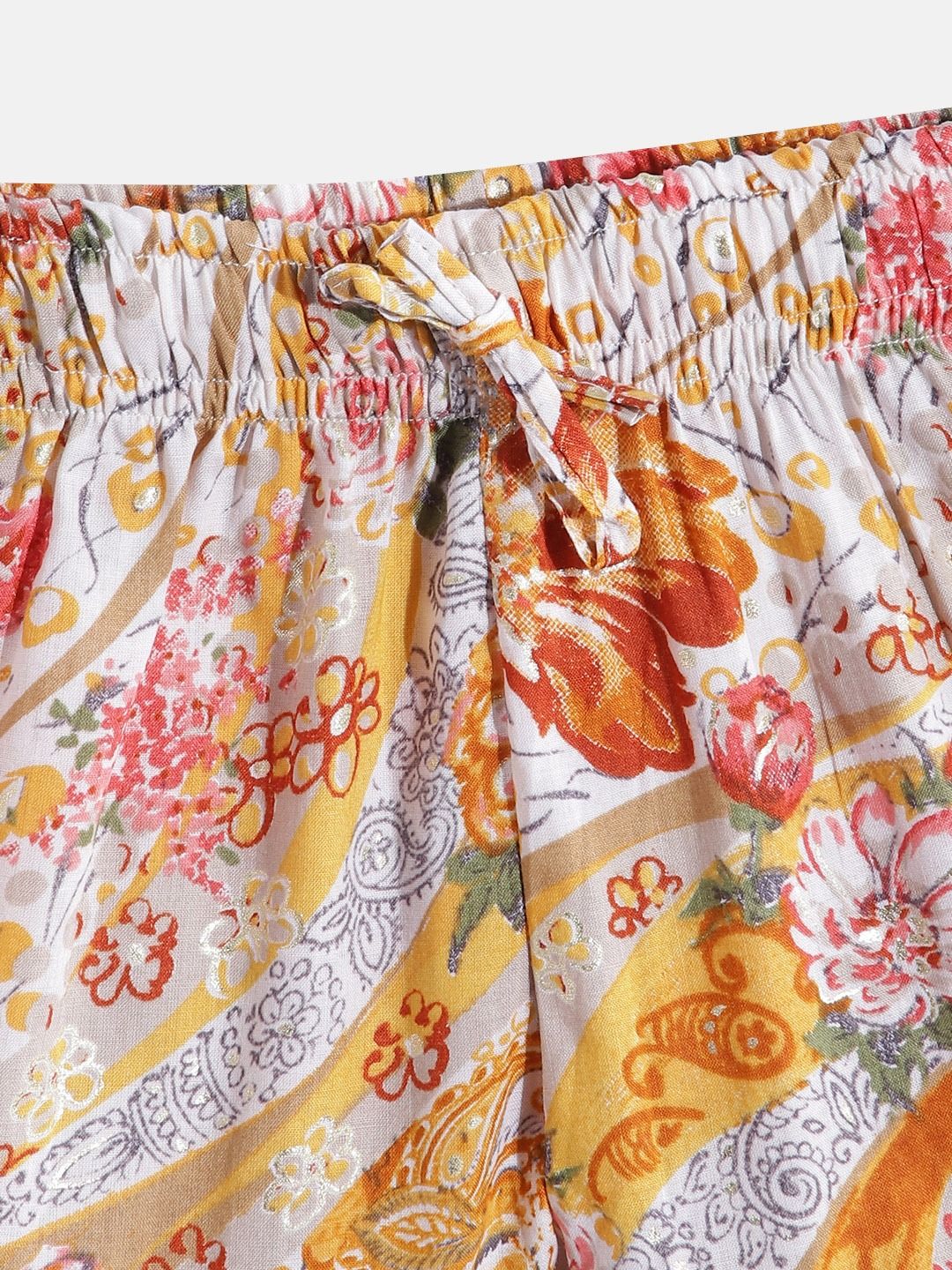 A-Line Style Cotton Fabric Mustard Color Kurti And Sharara