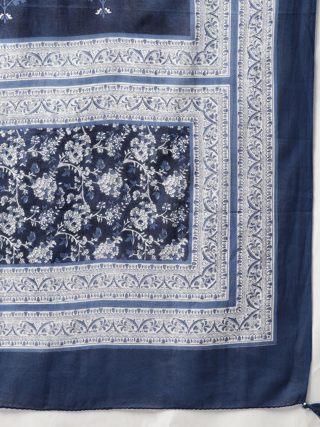 Straight Style Cotton Fabric Blue Color Kurti And Bottom With Dupatta