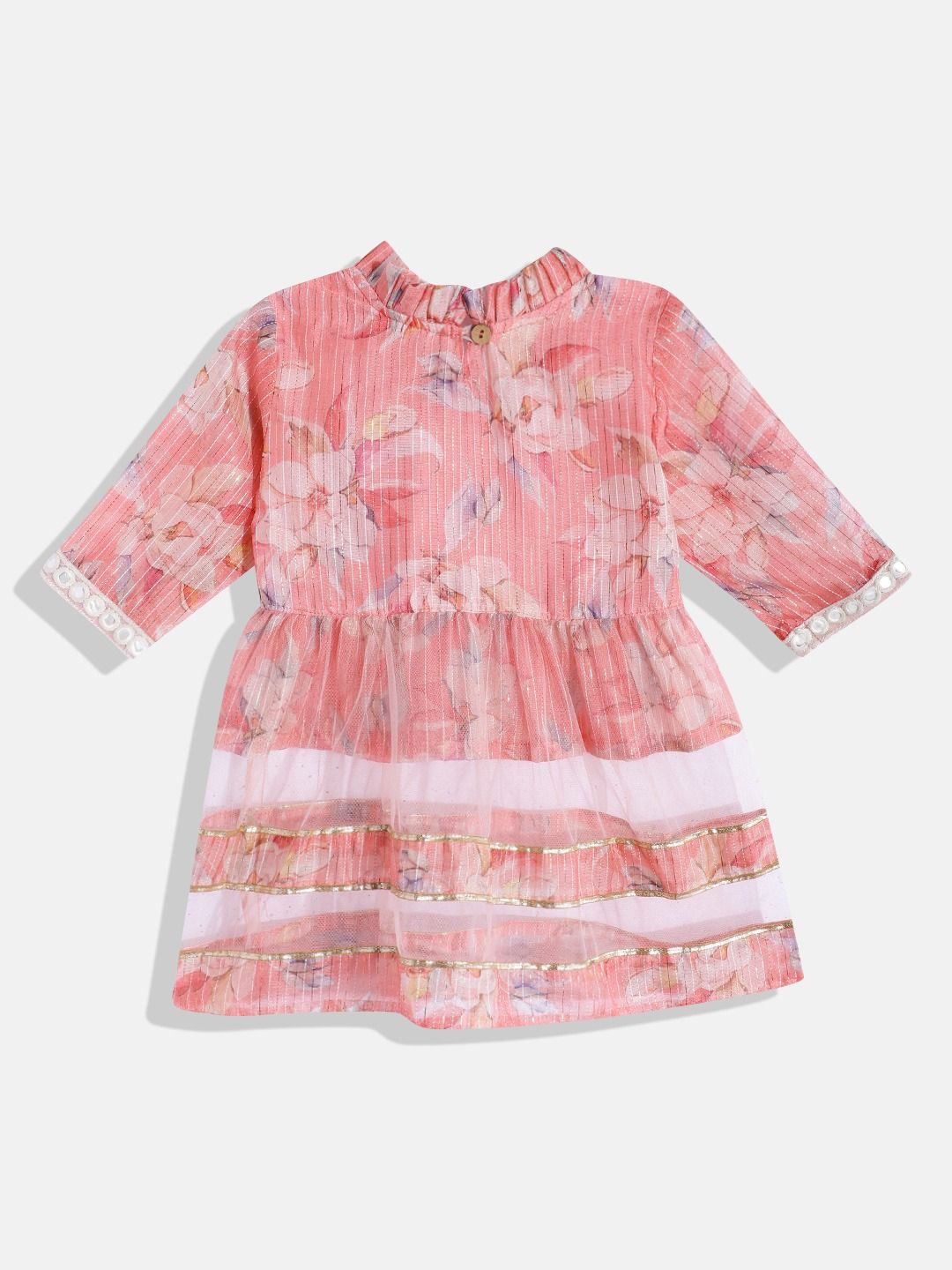 Frock Style Organza Fabric Pink Color Printed Frock With Pyjama
