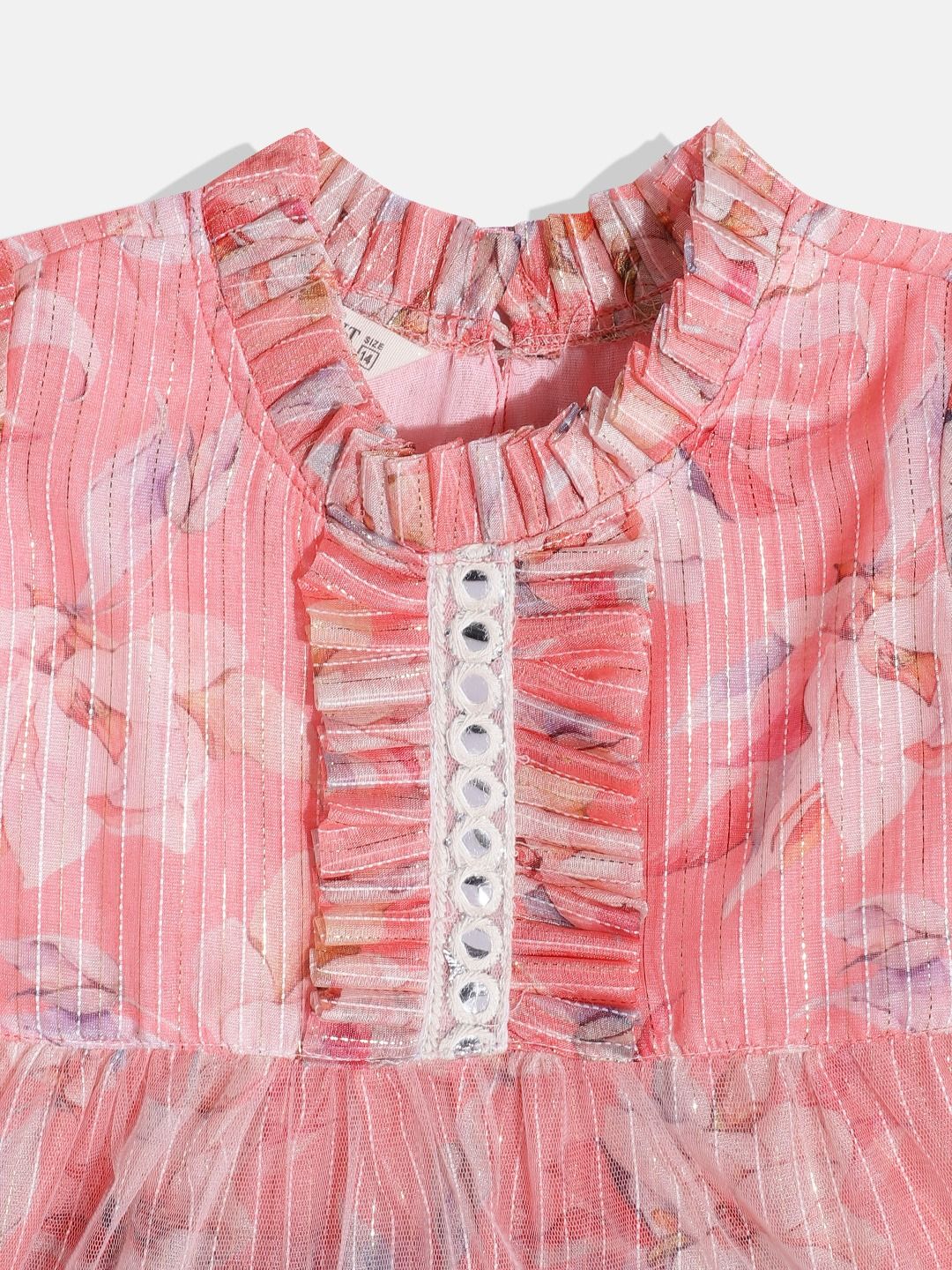 Frock Style Organza Fabric Pink Color Printed Frock With Pyjama