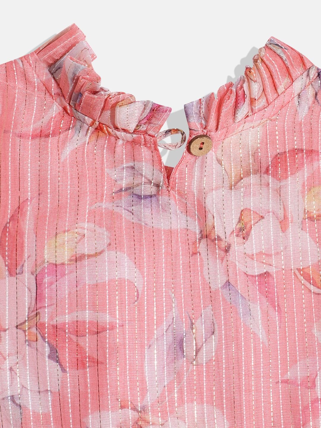 Frock Style Organza Fabric Pink Color Printed Frock With Pyjama