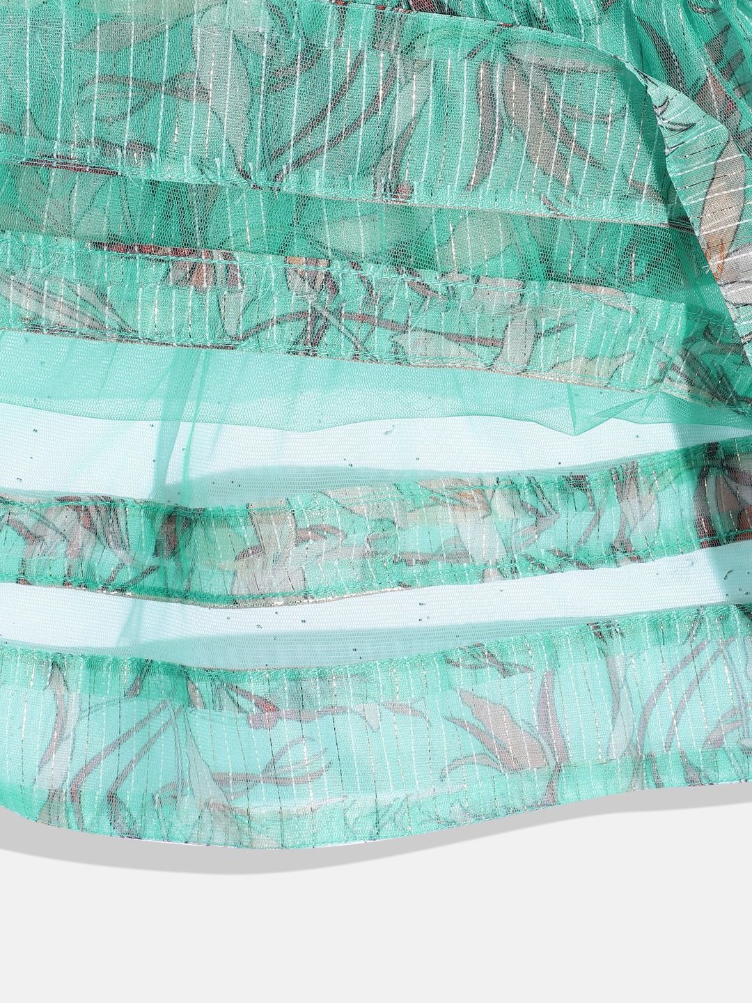 Frock Style Organza Fabric Sea Green Color Printed Frock With Pyjama