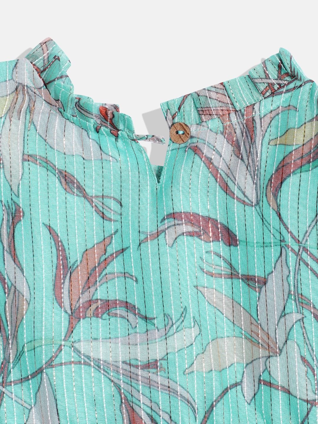 Frock Style Organza Fabric Sea Green Color Printed Frock With Pyjama