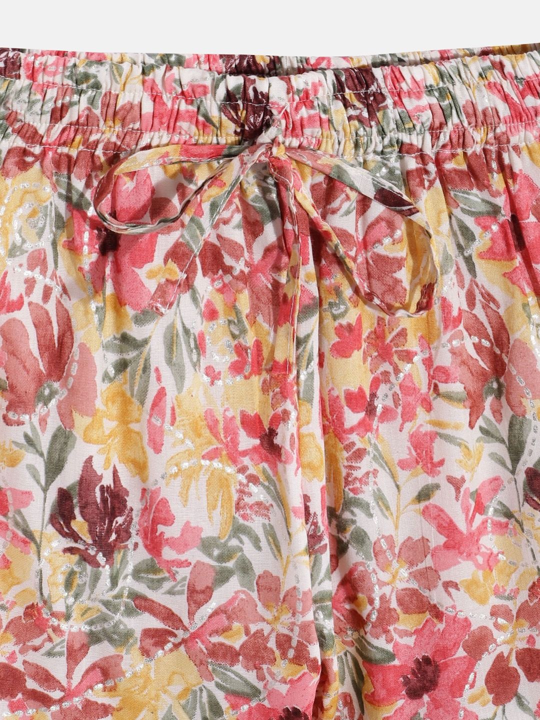 A Line Style Cotton Fabric Yellow Color Printed Kurti With Sharara