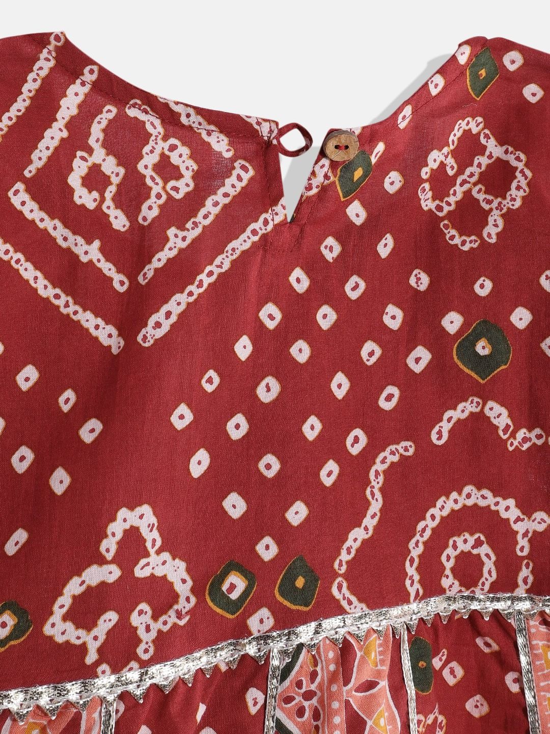 Frock Style Cotton Fabric Maroon Color Kurti With Sharara