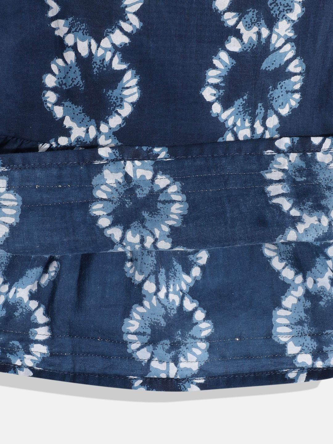 Frock Style Cotton Fabric Blue Color Tie Dye Kurti With Pyjama