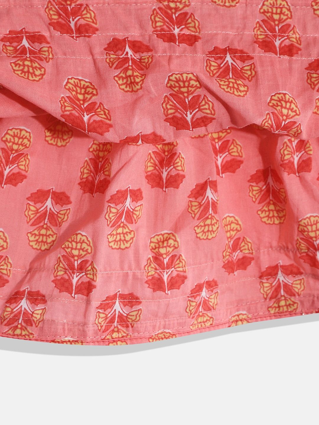 Frock Style Red Color Cotton Fabric Kurti With Sharara