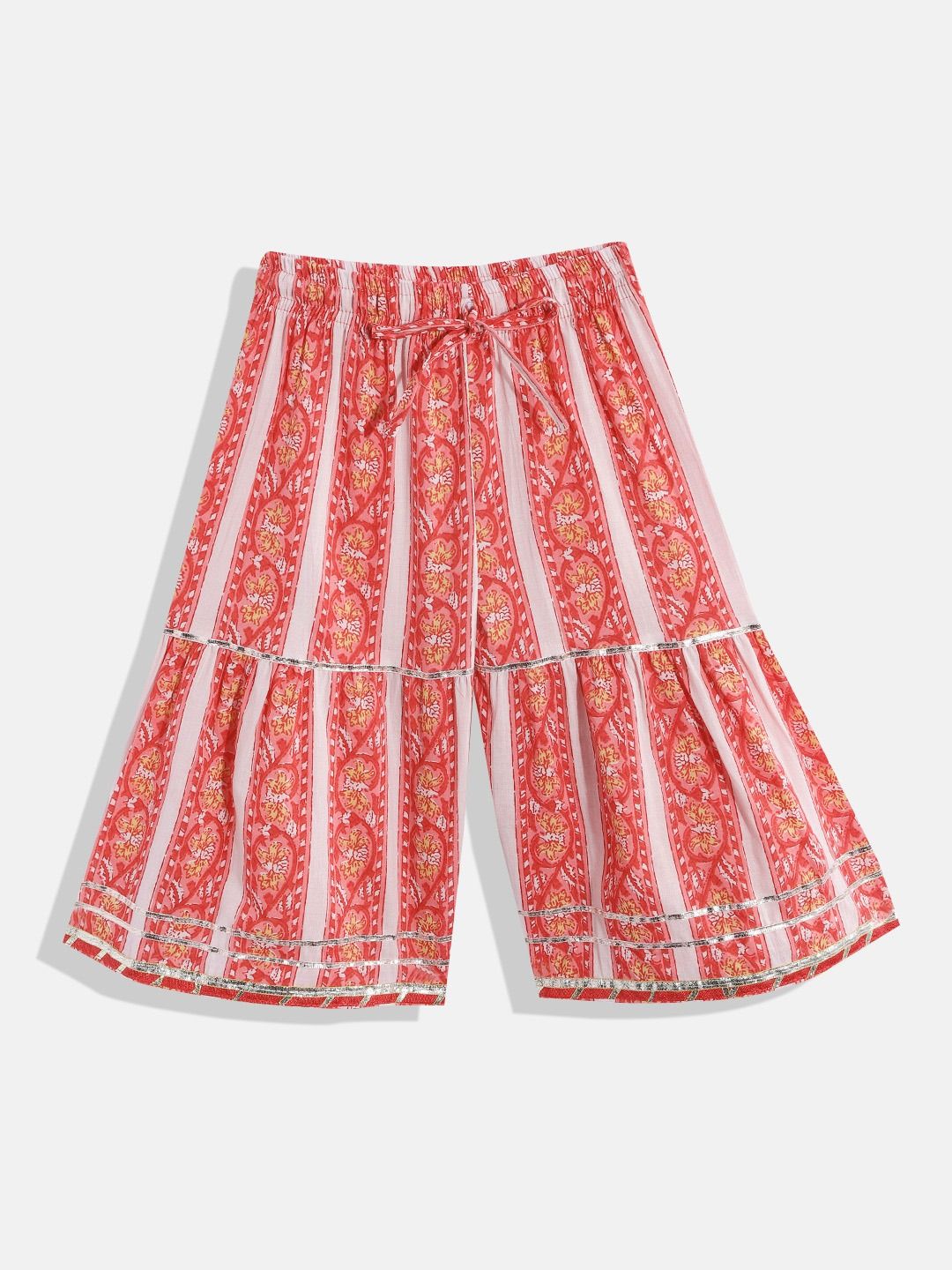 Frock Style Red Color Cotton Fabric Kurti With Sharara