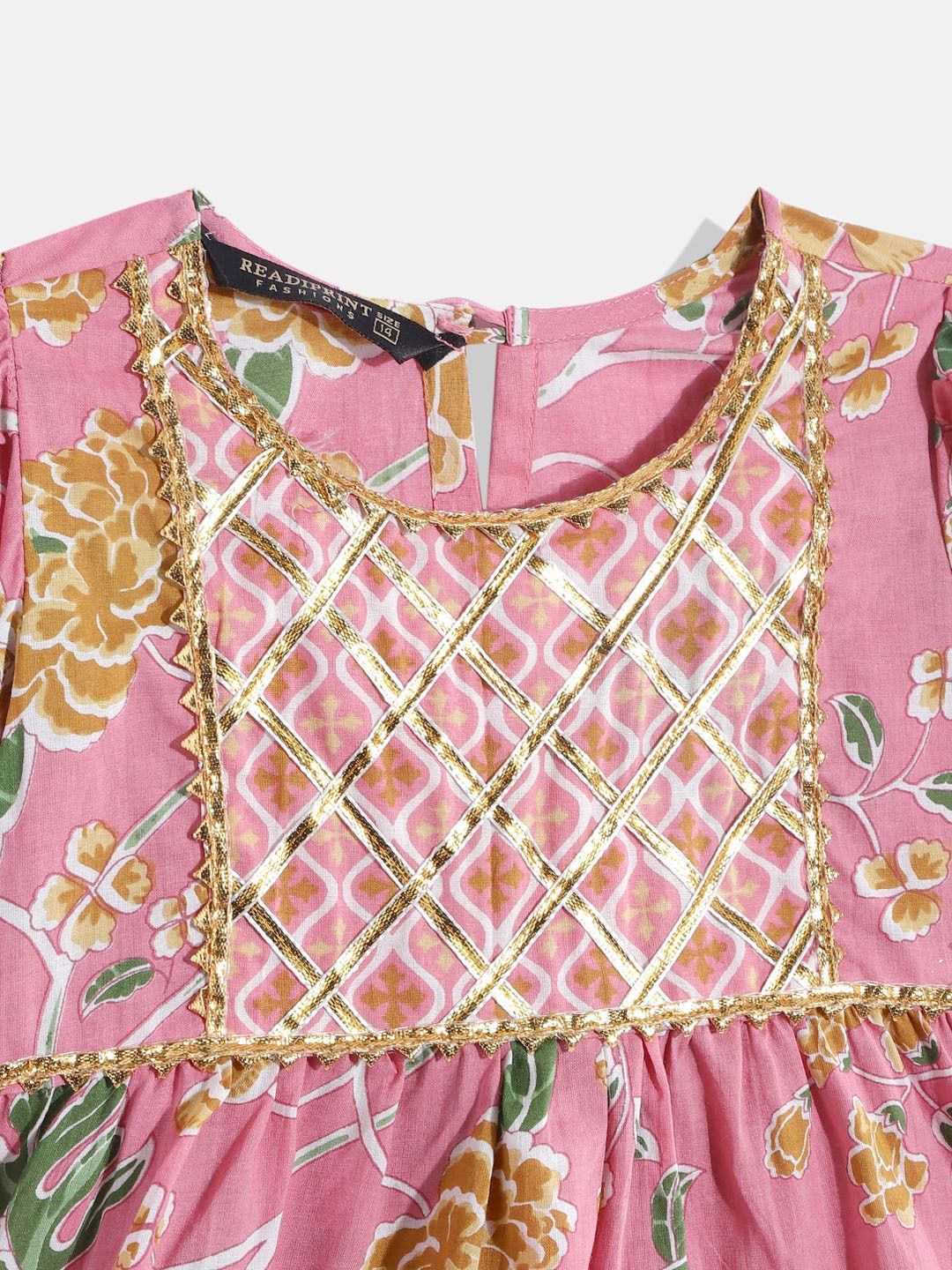 Frock Style Pink Color Cotton Fabric Kurti With Sharara