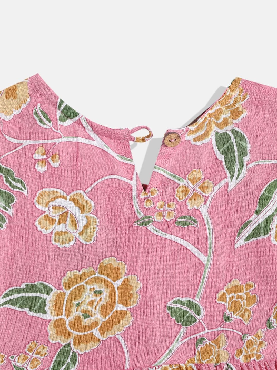 Frock Style Pink Color Cotton Fabric Kurti With Sharara