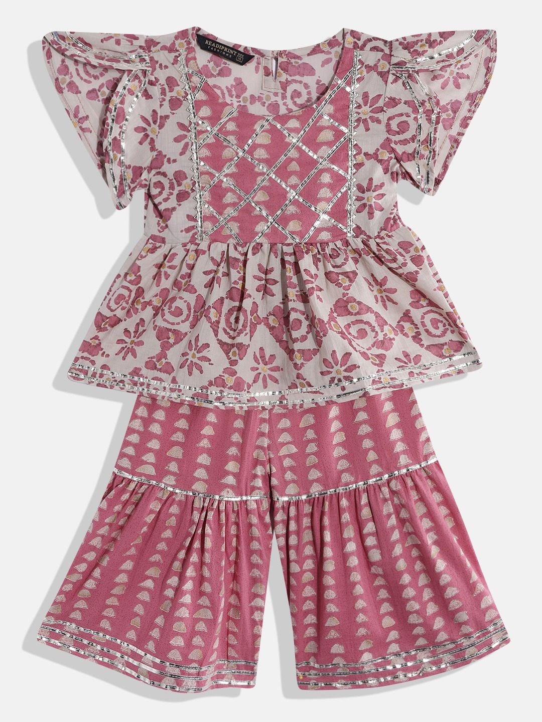 Frock Style Mauve Color Kurta With Sharara
