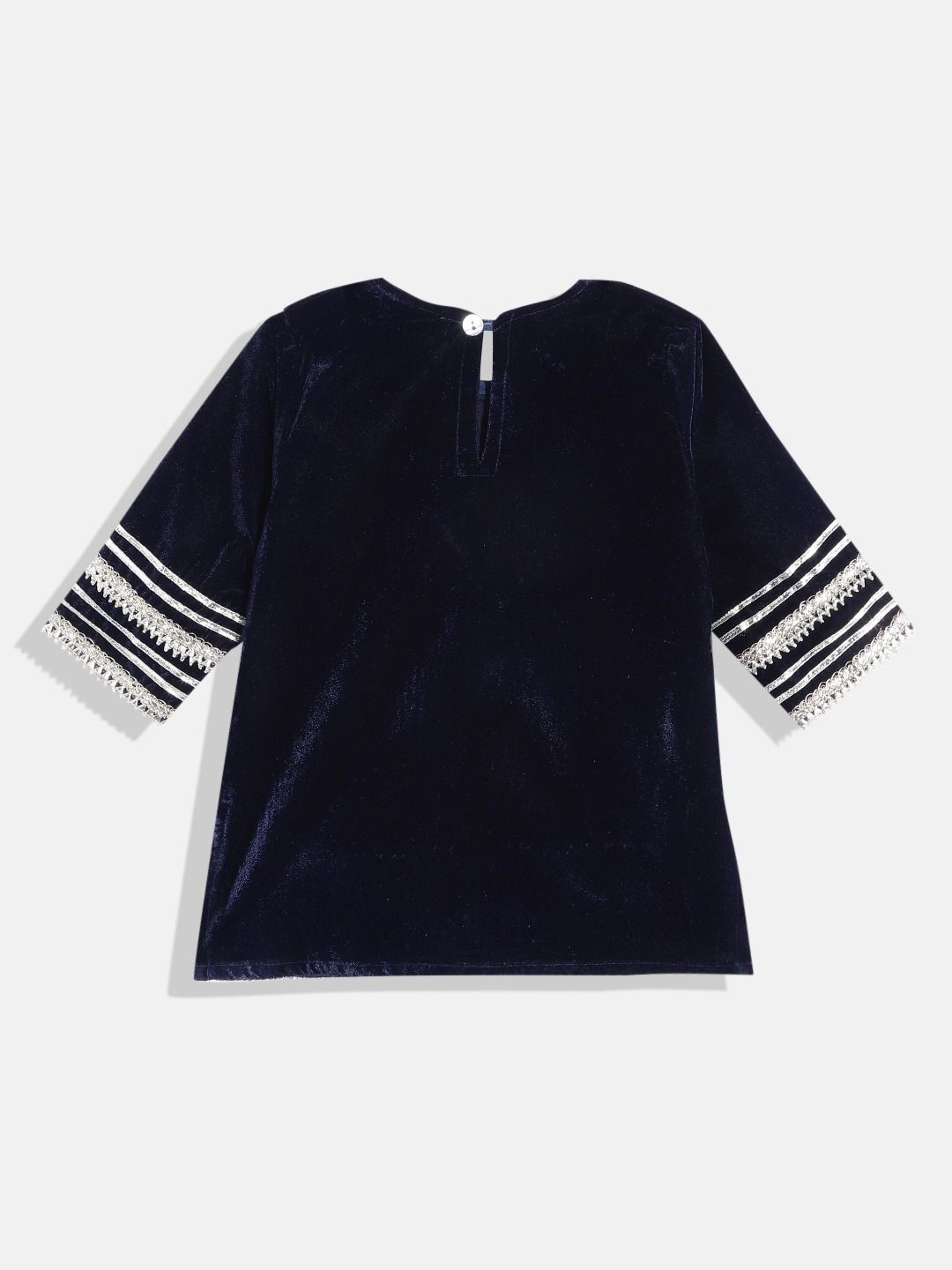 Straight Style Velvet Fabric Navy Blue Color Kurta And Sharara