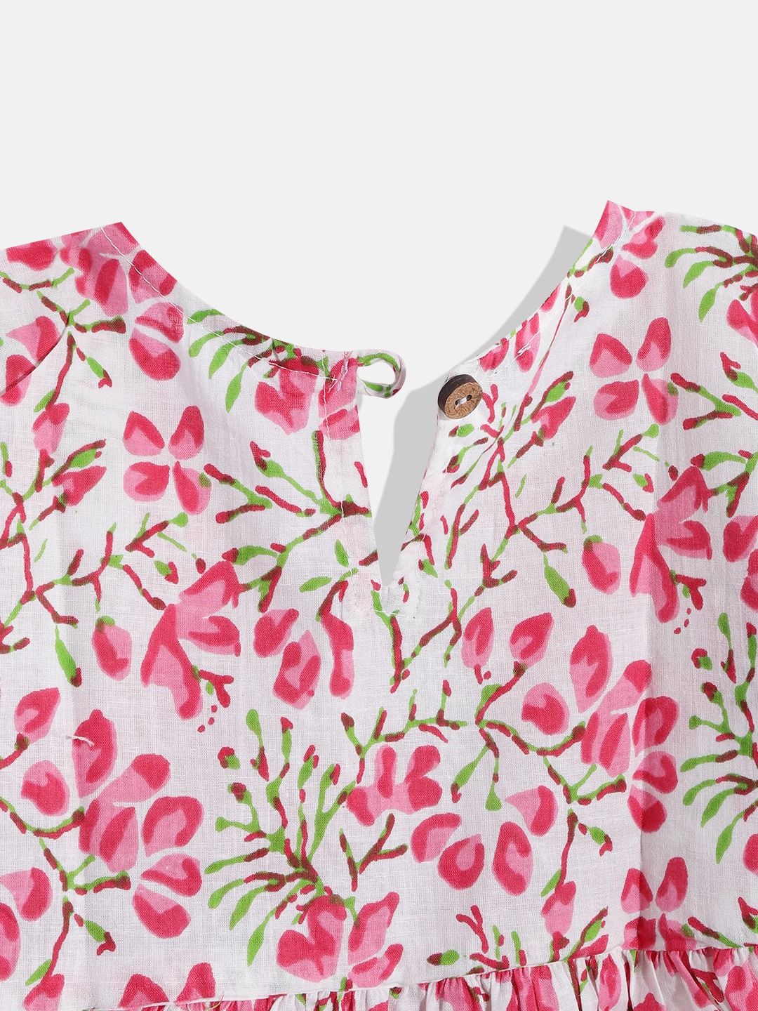 Frock Style Cotton Fabric White And Pink Color Kurta And Sharara With Dupatta