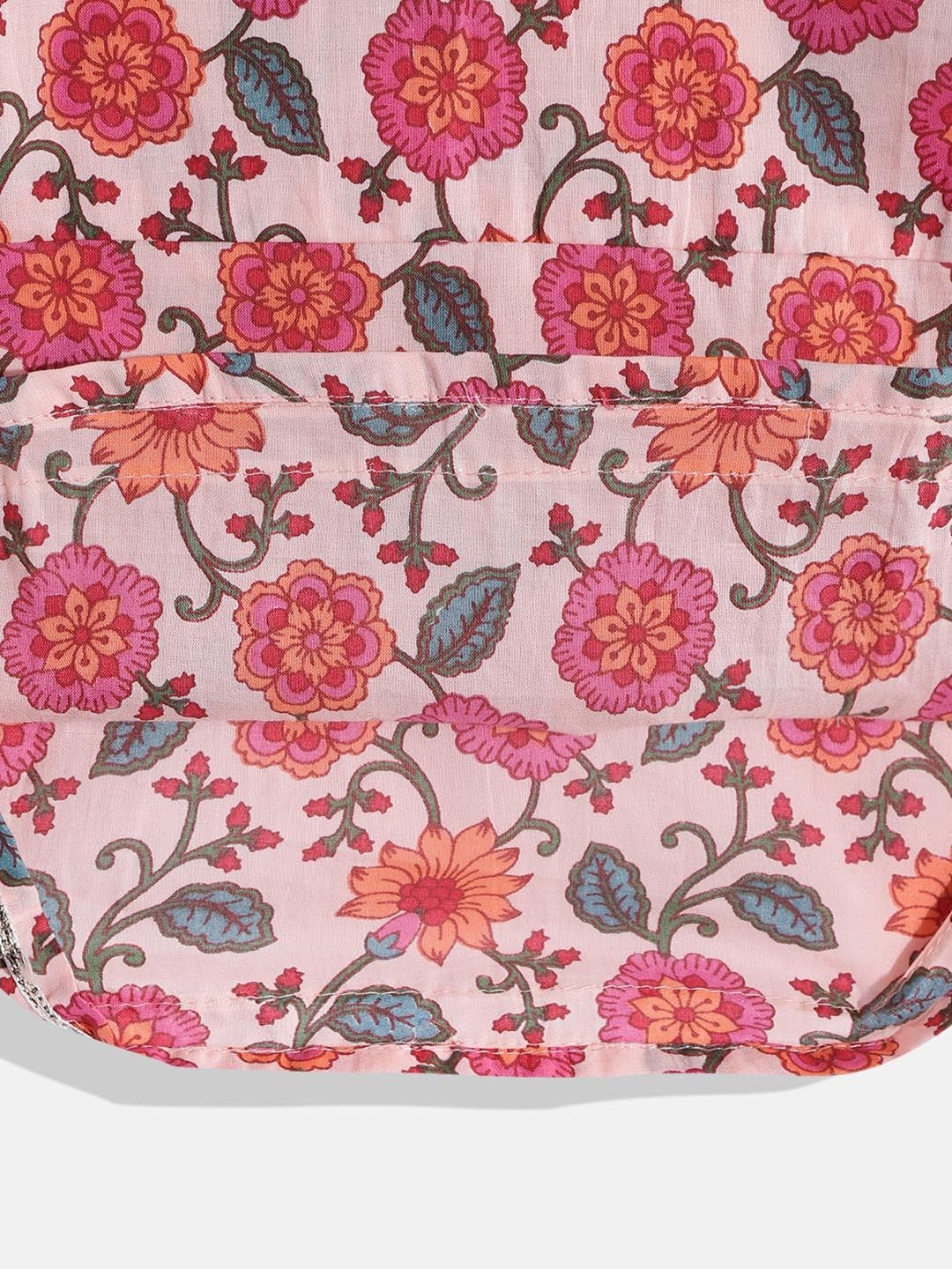 Frock Style Cotton Fabric Peach Color Kurta With Jacket And Sharara