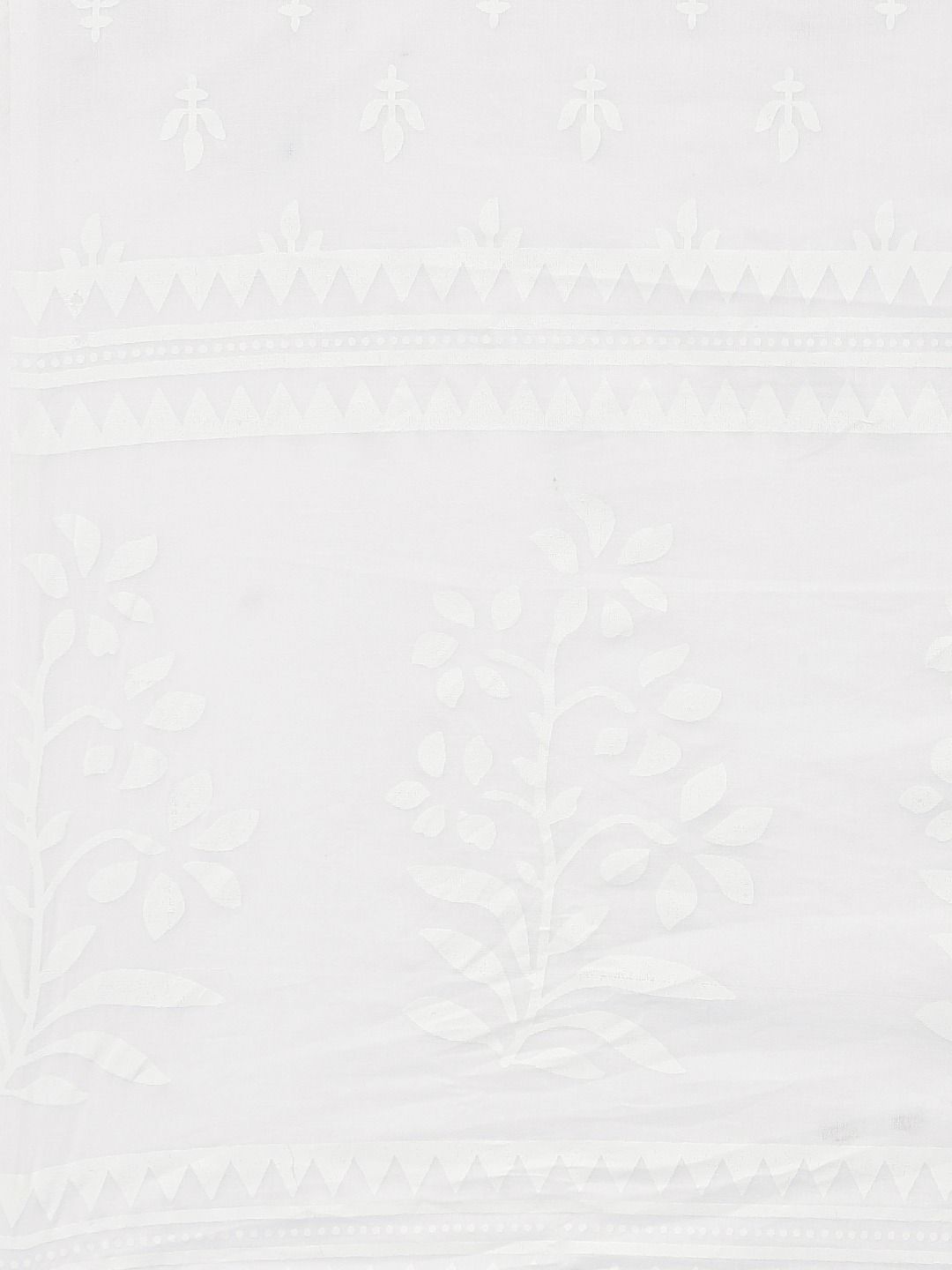 Straight Style Cotton Fabric White Color Kurta With Bottom & Dupatta