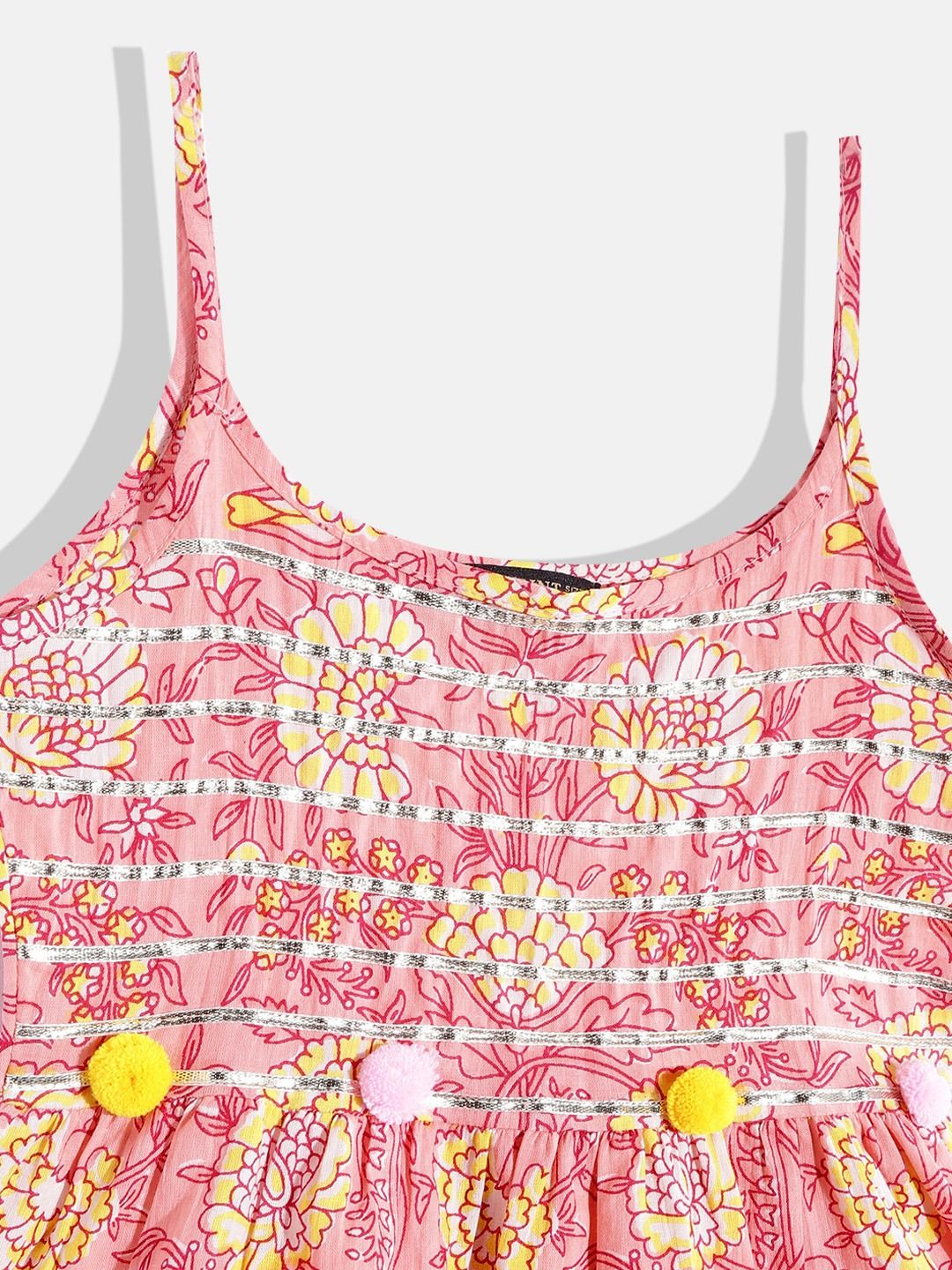 Frock Style Cotton Fabric Pink Color Printed Kurta And Sharara