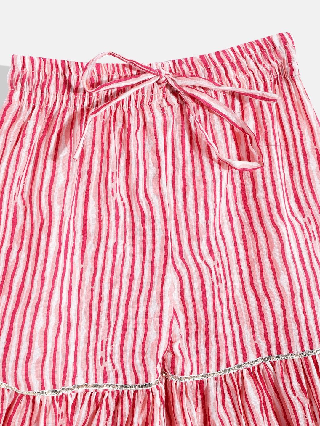 Frock Style Cotton Fabric Pink Color Printed Kurta And Sharara