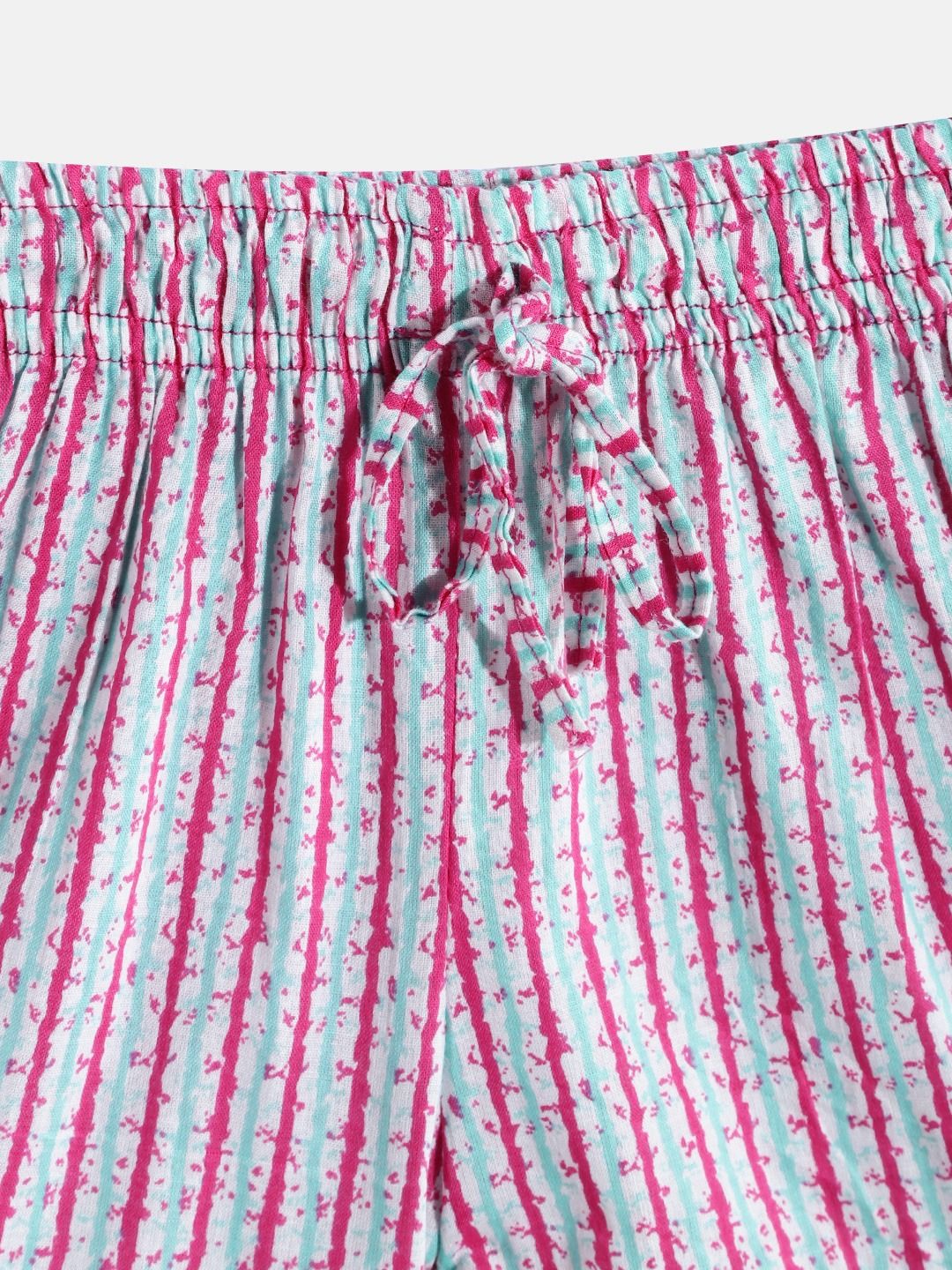 Frock Style Sea Green And Pink Color Printed Kurti With Sharara