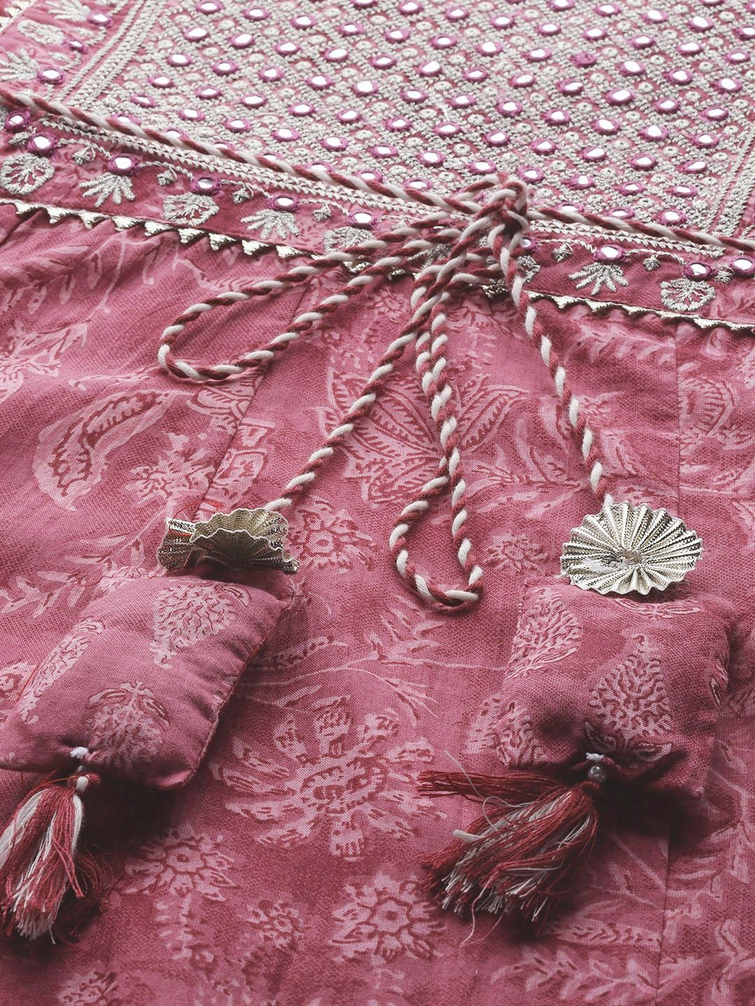 Anarkali Style Cotton Fabric Mauve Color Kurta With Bottom And Dupatta