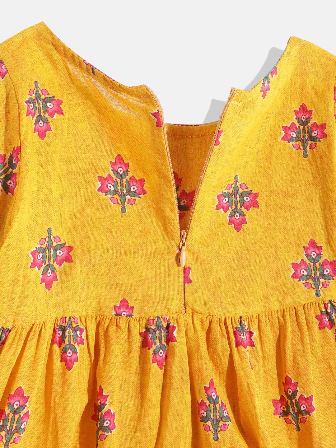 Frock Style Cotton Fabric Orange Color Printed Kurta And Sharara