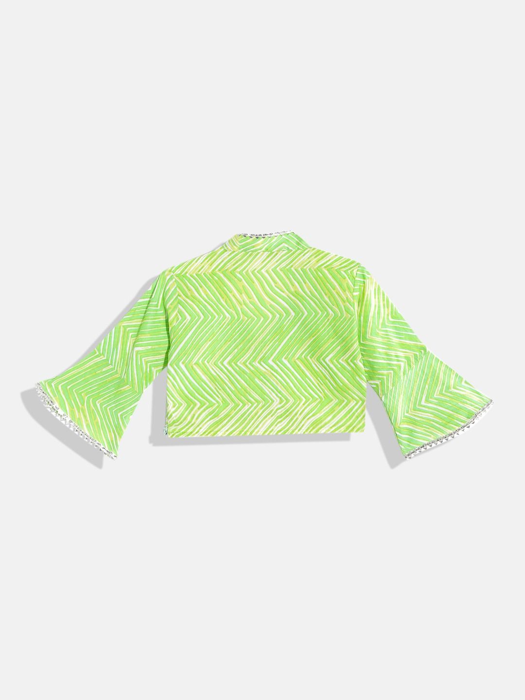 Straight Style Cotton Fabric Green Color Top With Sharara