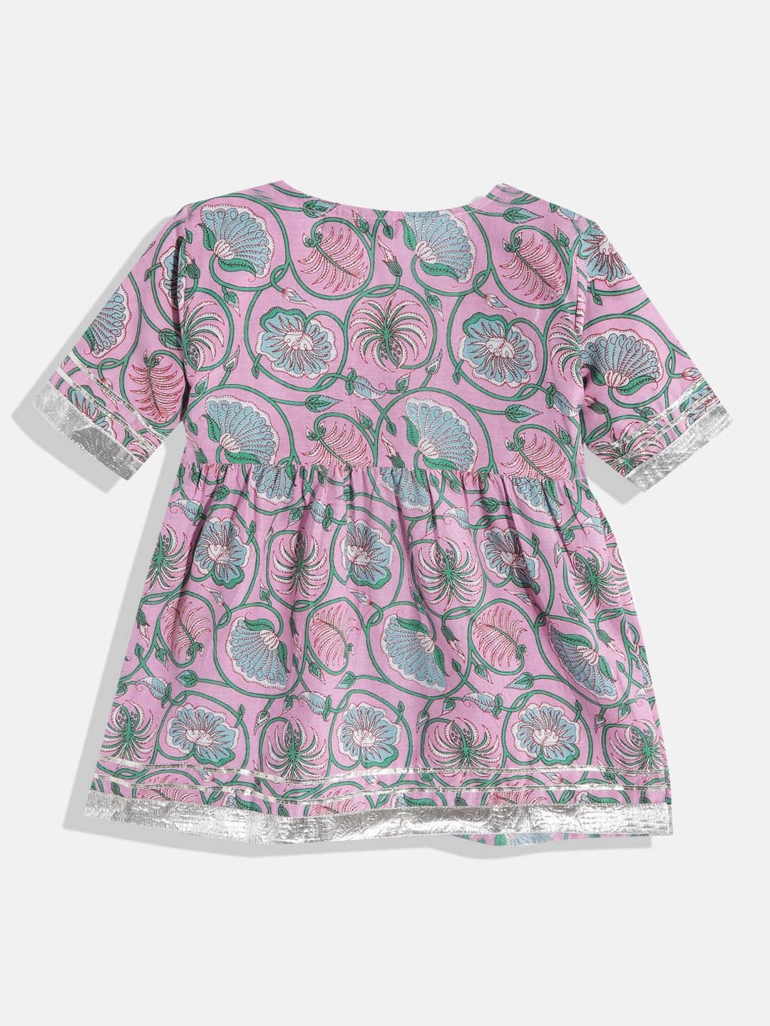 Angrakha Style Pink Color Cotton Kurta With White Color Sharara