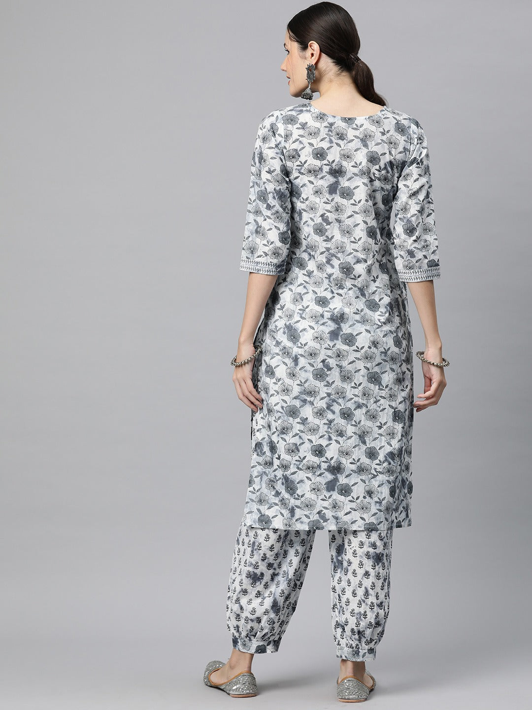 Cotton Floral Straight Kurta And Patiala