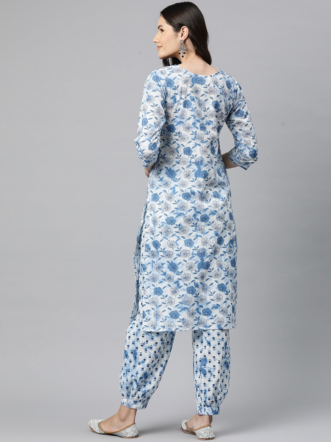 Cotton Floral Straight Kurta And Patiala