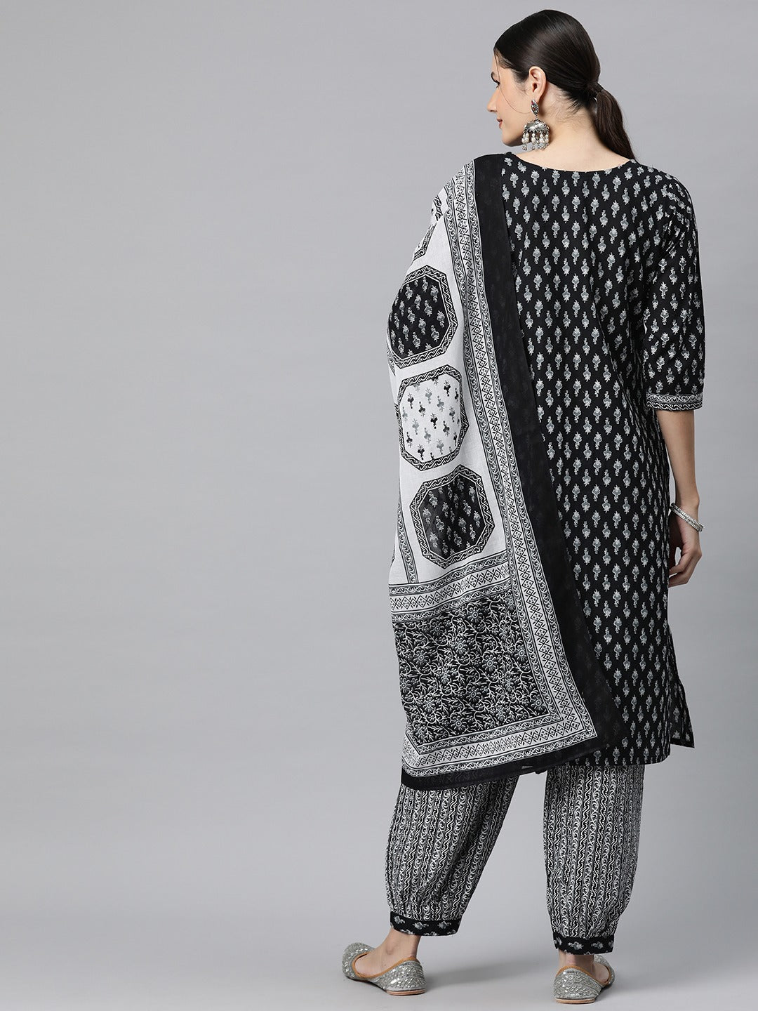 Cotton Floral Straight Kurta Patiala With Dupatta