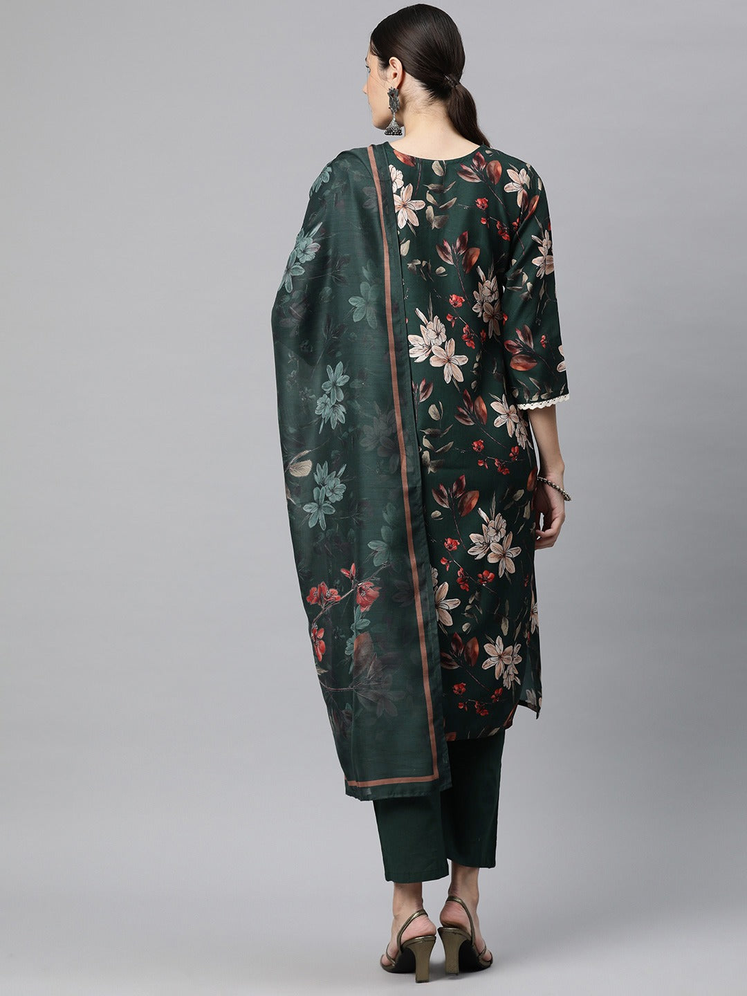 Cotton Floral Straight Kurta Pant And Dupatta