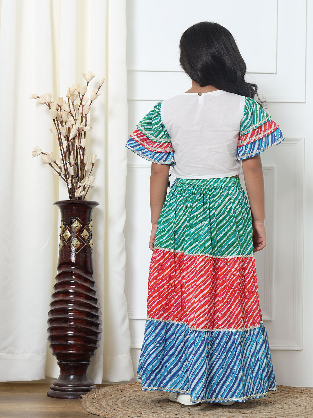Straight Style Cotton Fabric White Color Lehenga Choli