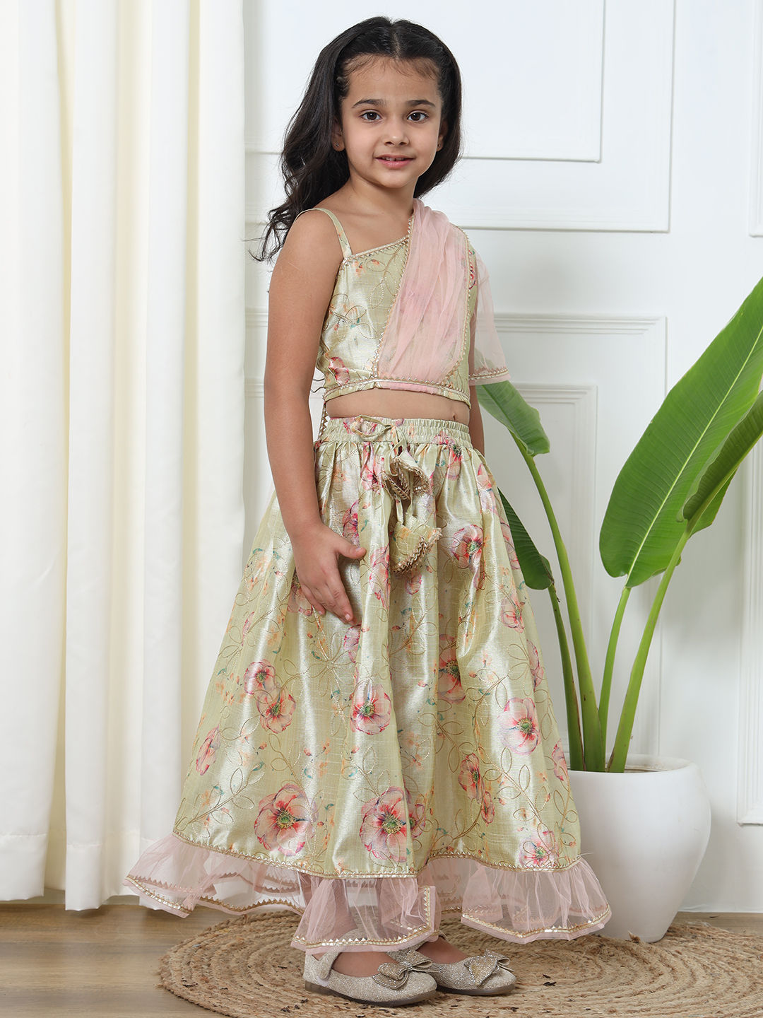 Straight Style Art Silk Fabric Yellow Color Lehenga Choli