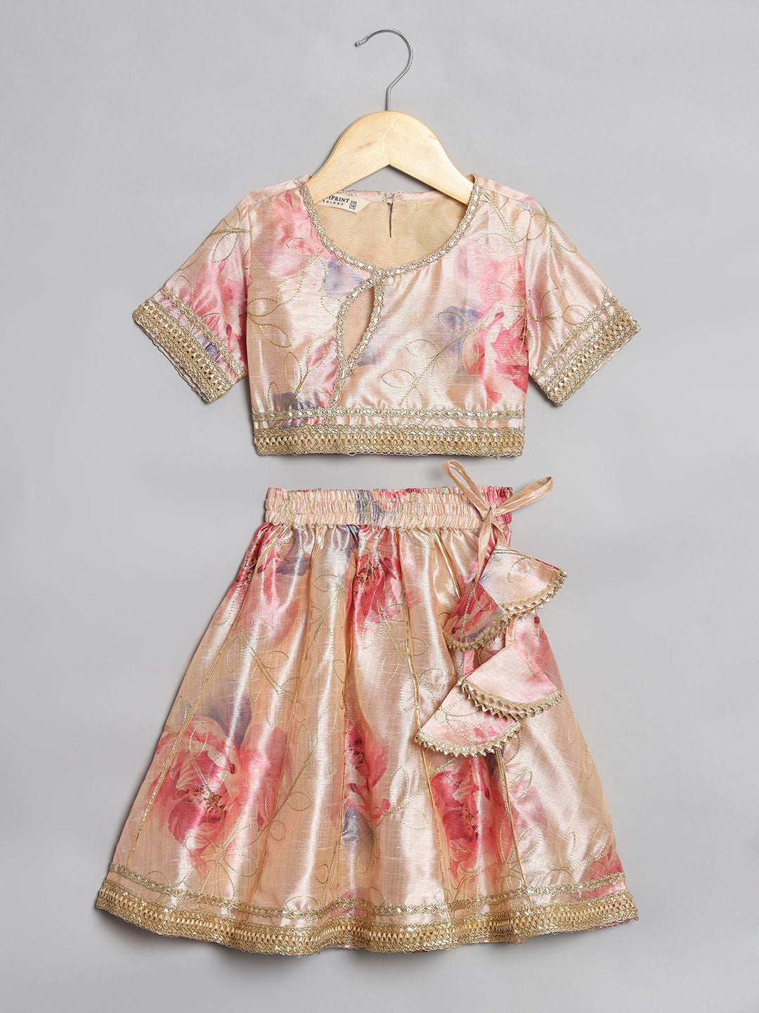 Straight Style Art Silk Fabric Pink Color Printed Lehenga Choli