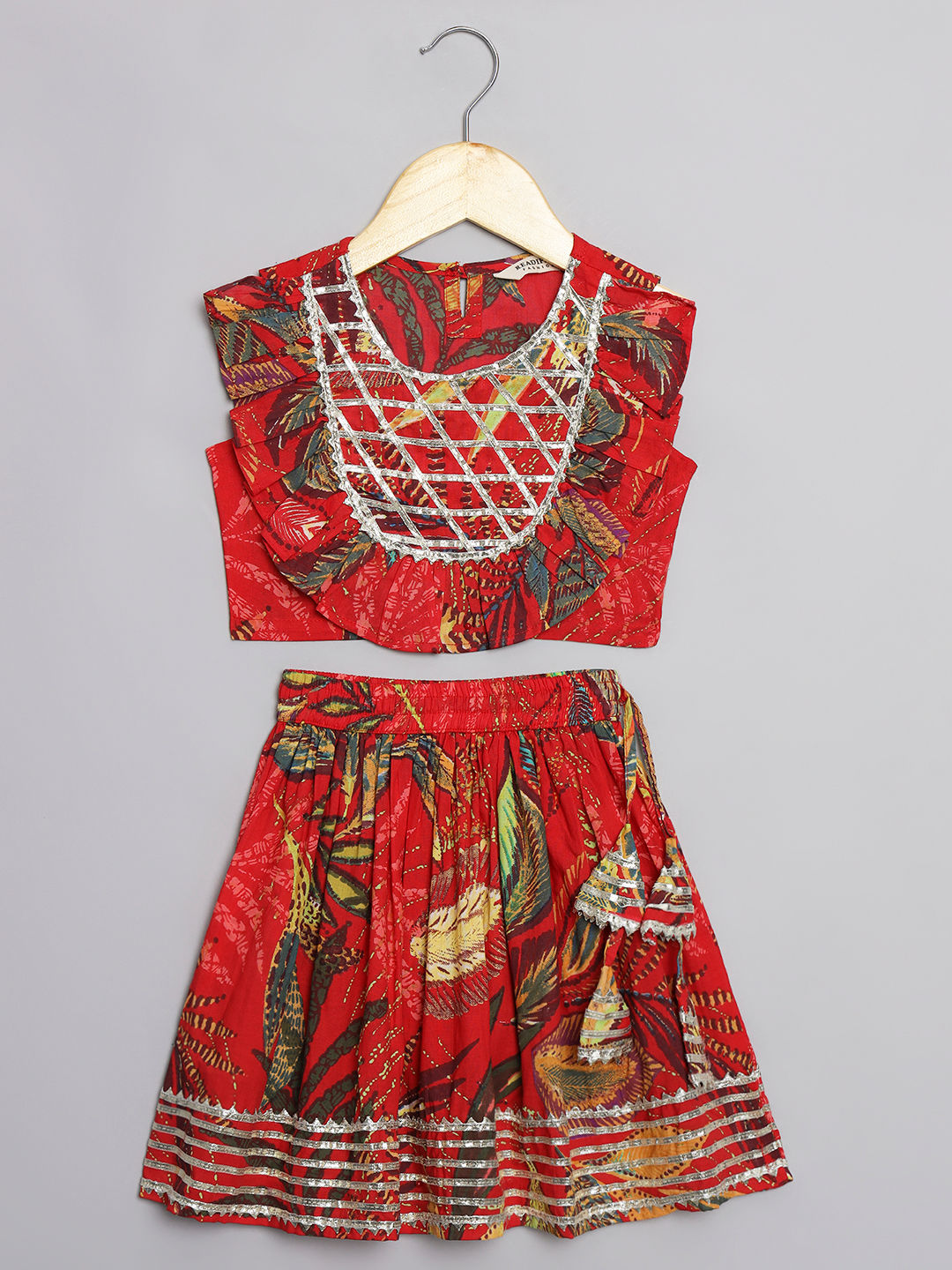 Straight Style Cotton Fabric Red Color Lehenga Choli