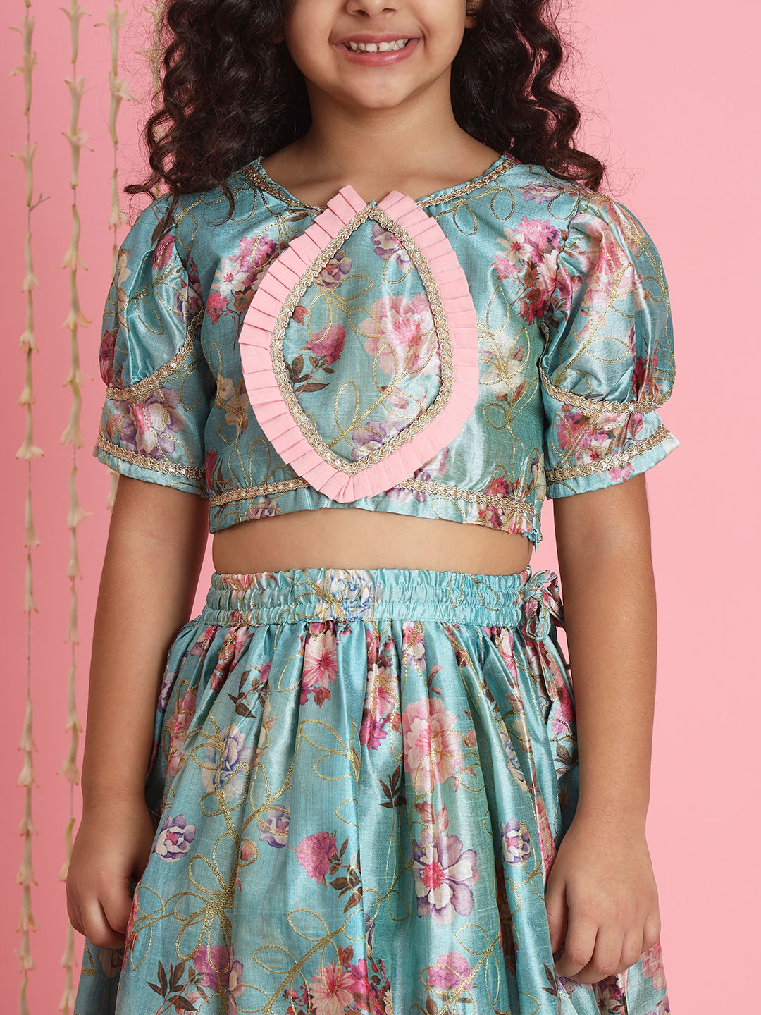Straight Style Art Silk Fabric Blue Color Printed Lehenga Choli