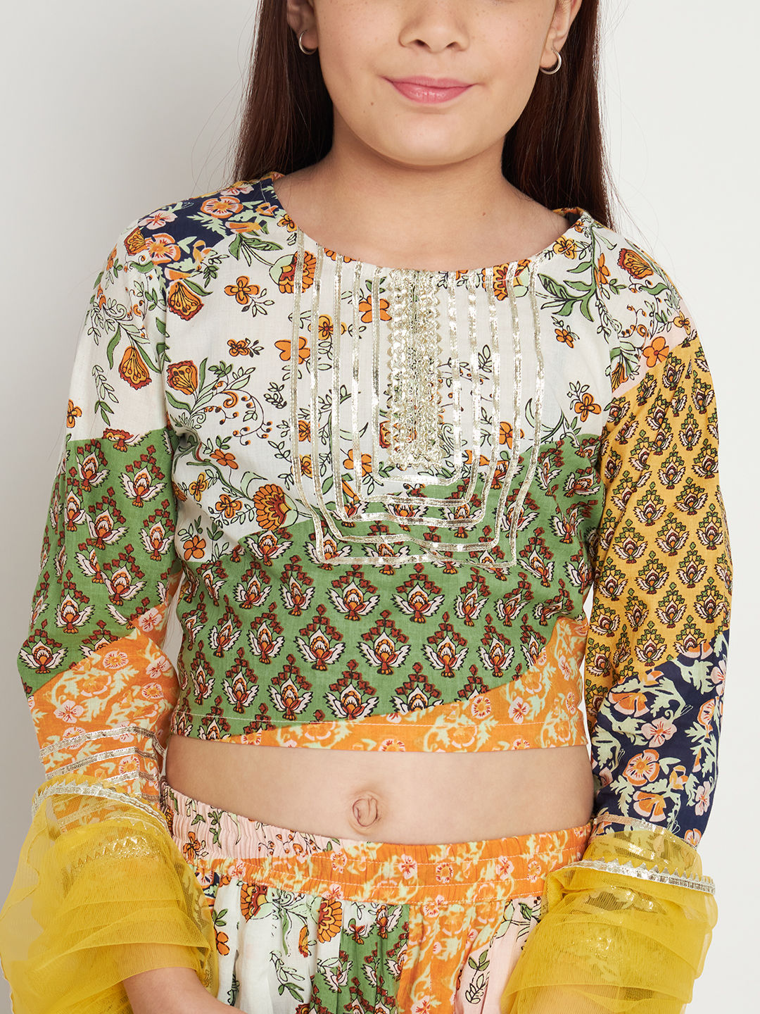 Straight Style Cotton Fabric Multi Color Lehenga Choli With Dupatta