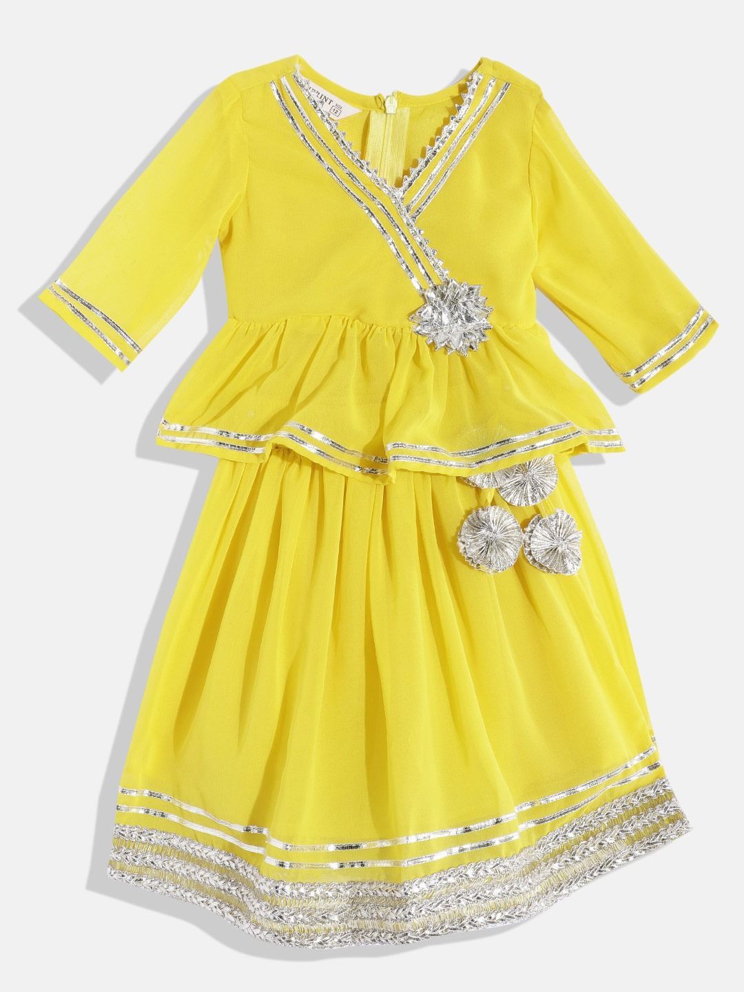 Peplum Style Georgette Fabric Yellow Color Lehenga Choli