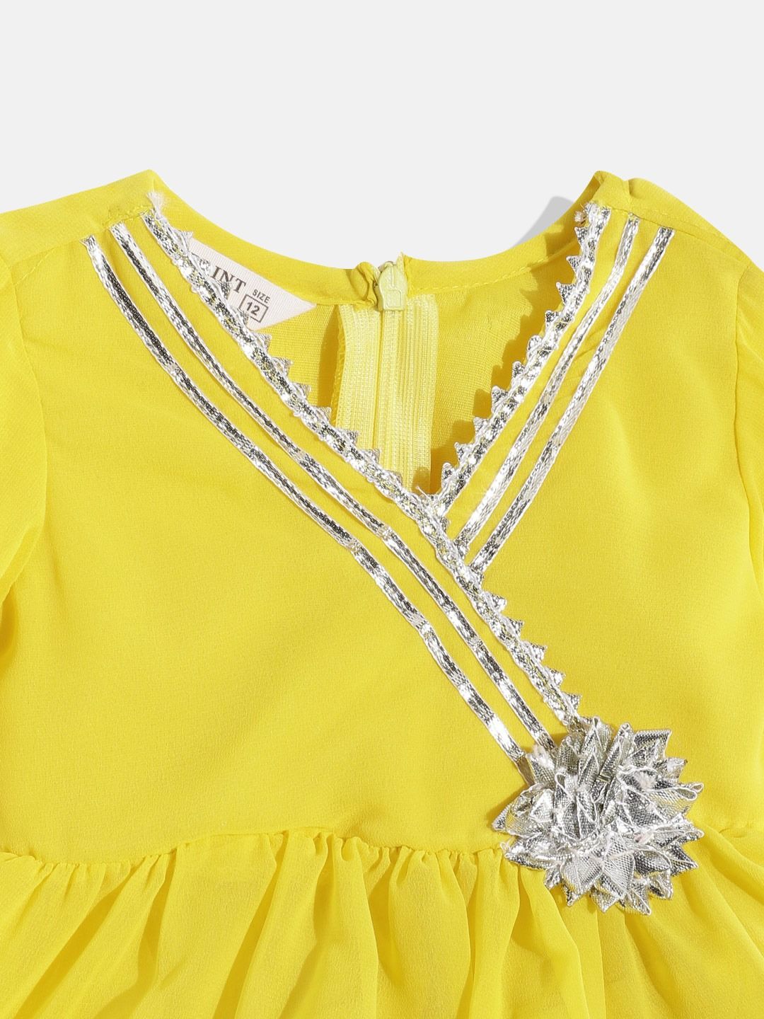 Peplum Style Georgette Fabric Yellow Color Lehenga Choli