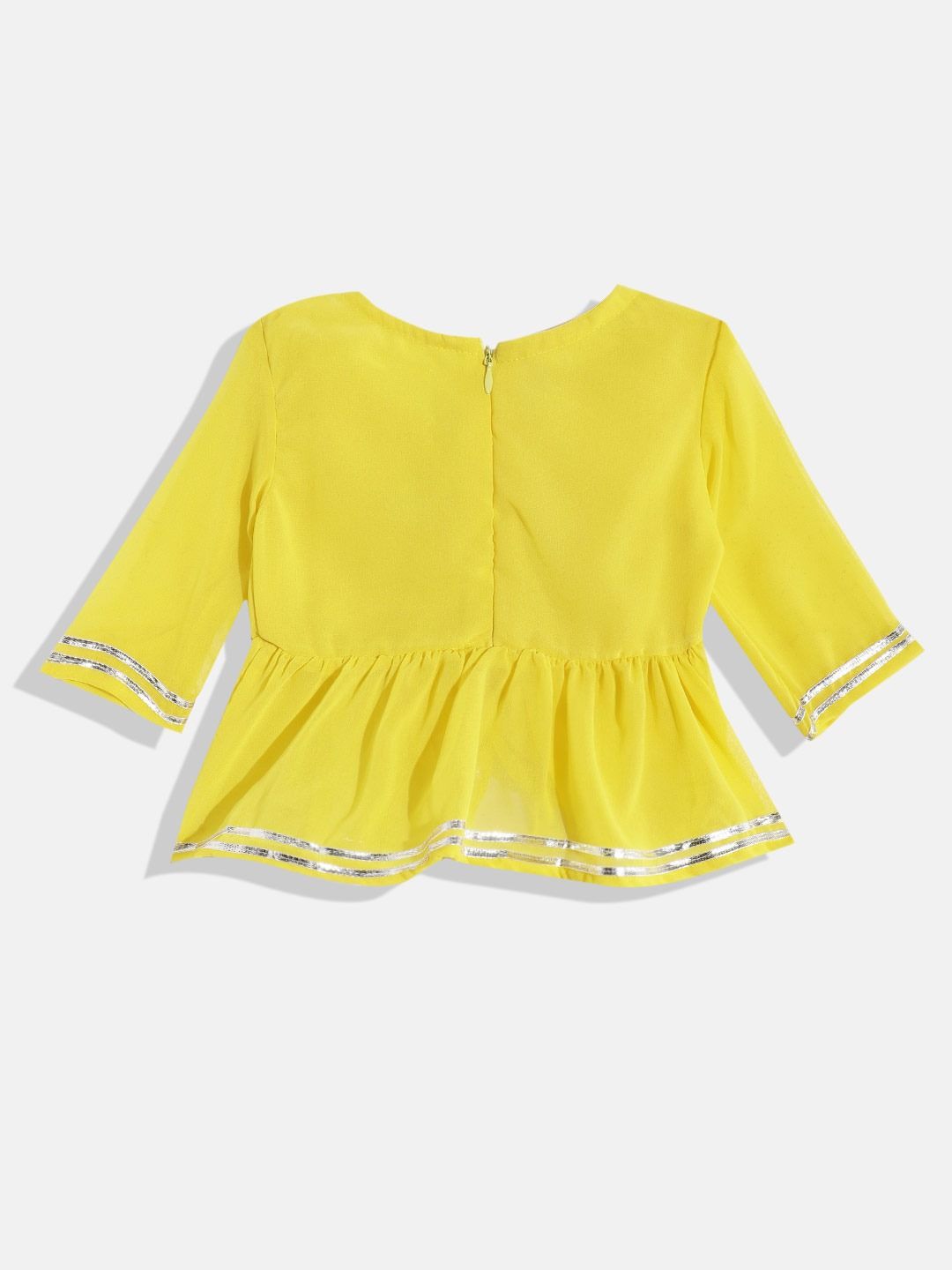 Peplum Style Georgette Fabric Yellow Color Lehenga Choli
