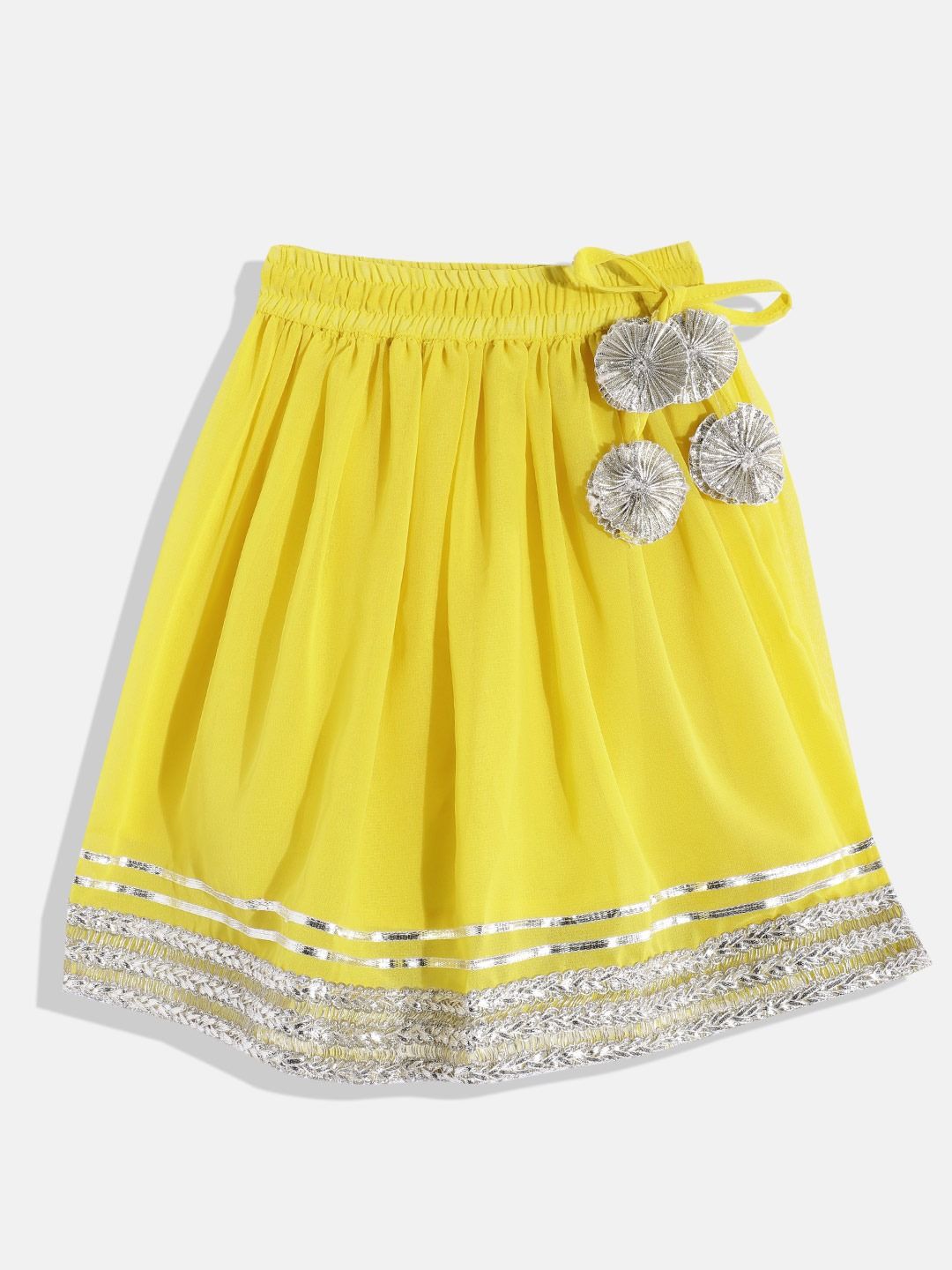 Peplum Style Georgette Fabric Yellow Color Lehenga Choli