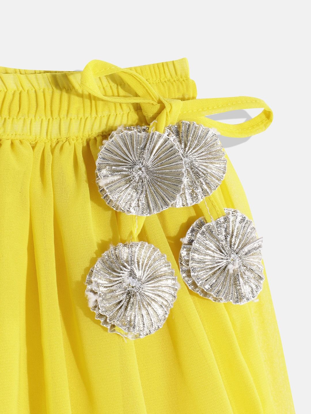 Peplum Style Georgette Fabric Yellow Color Lehenga Choli