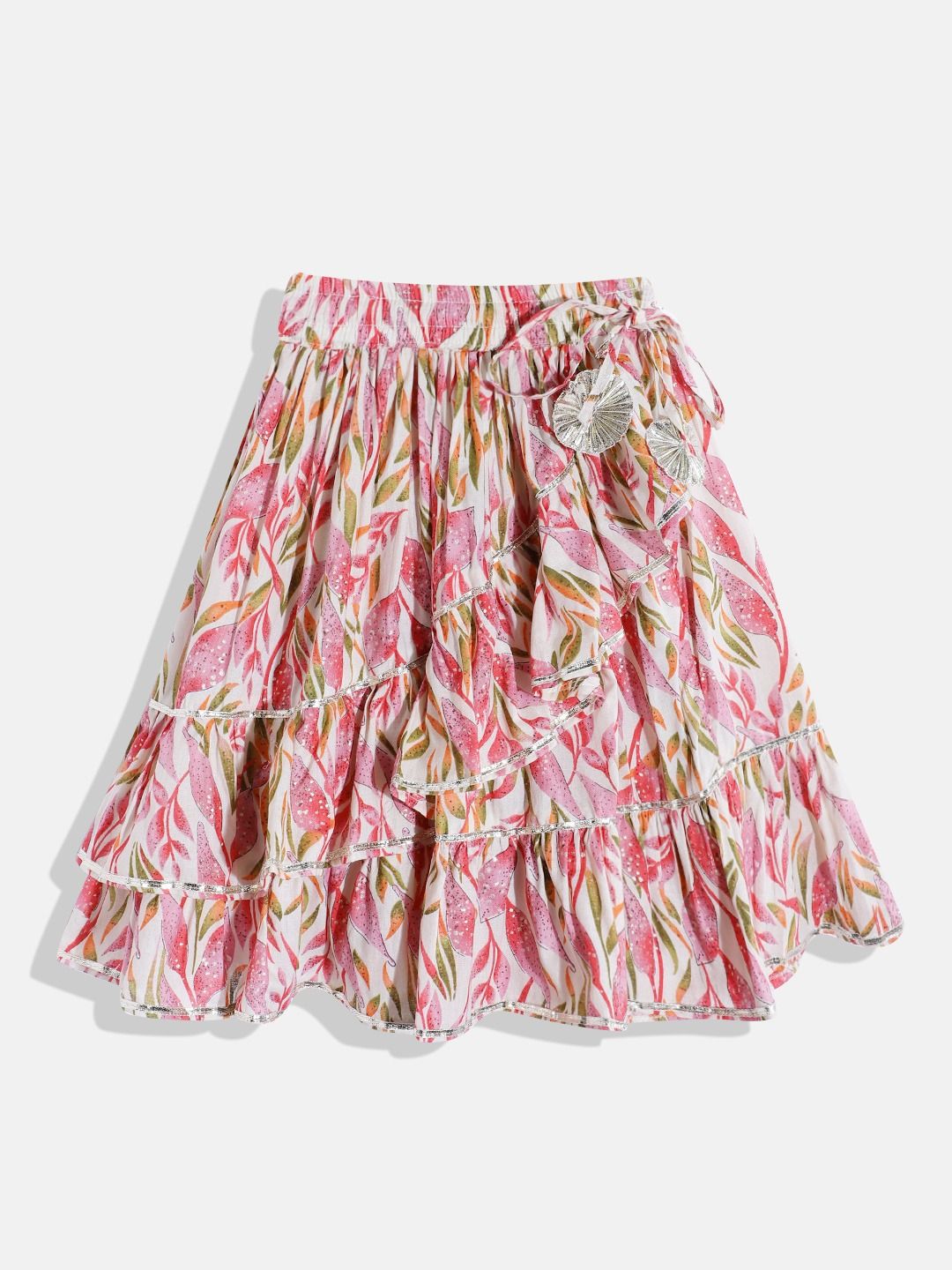 Straight Style Cotton Fabric Cream Color Printed Lehenga Choli