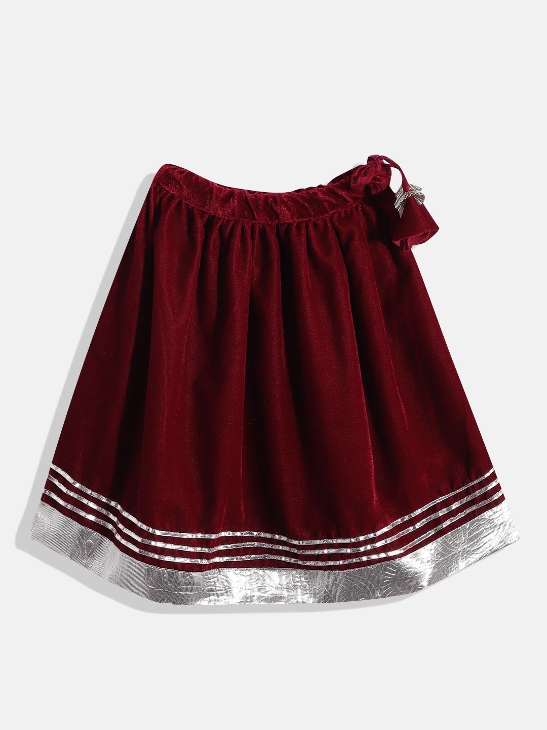 Straight Style Velvet Fabric Maroon Color Choli And Lehenga With Dupatta