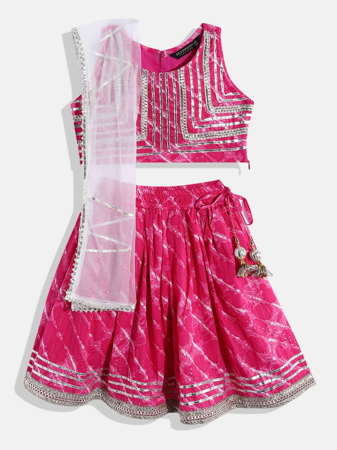 Straight Style Cotton Fabric Magenta Color Printed Choli And Lehenga With Dupatta