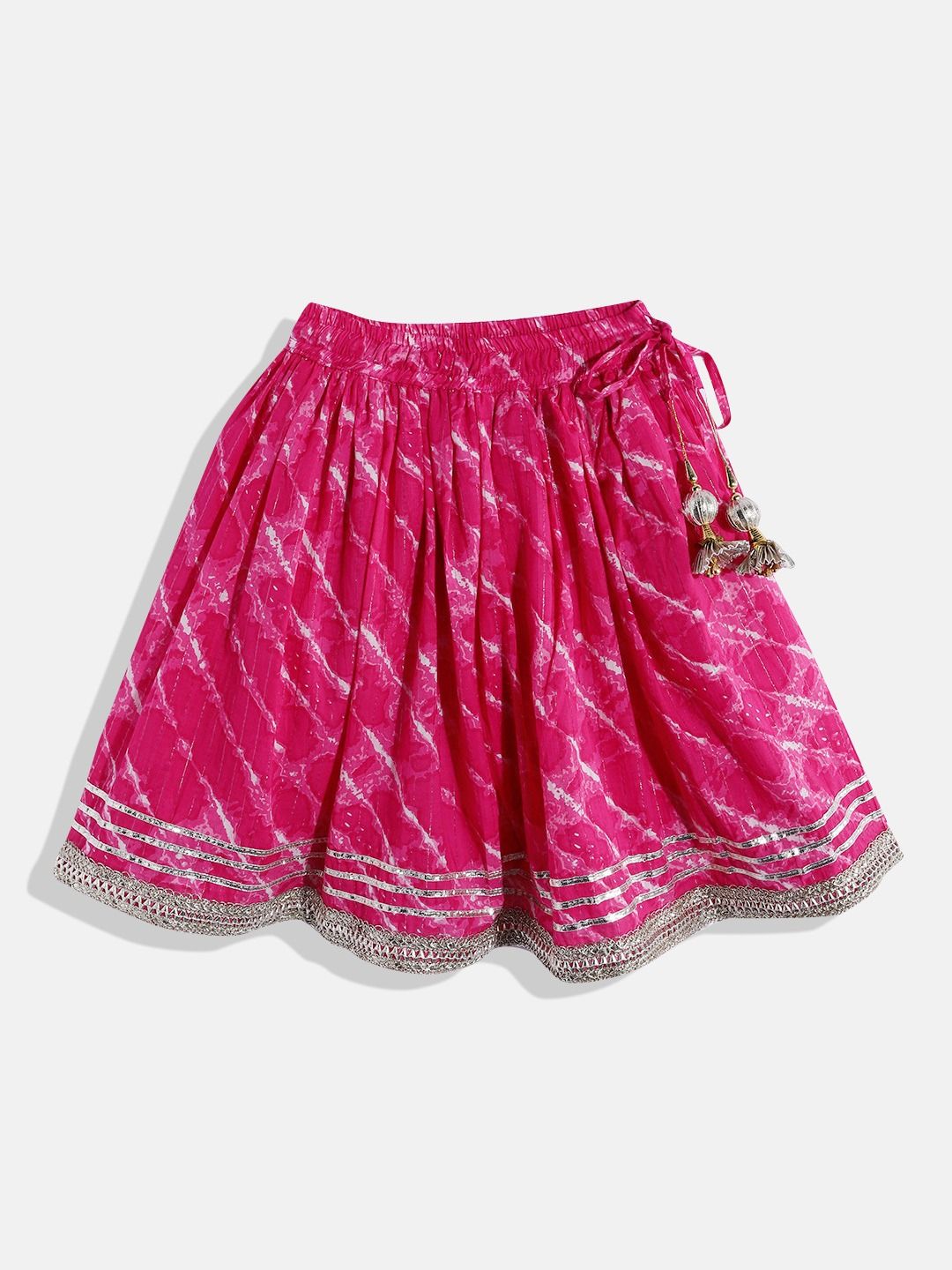 Straight Style Cotton Fabric Magenta Color Printed Choli And Lehenga With Dupatta