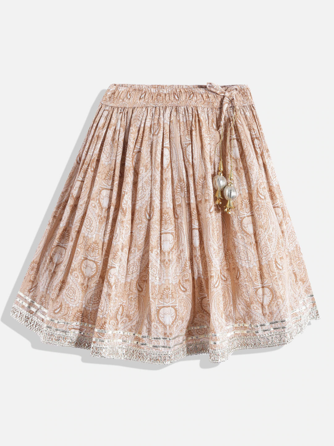 Straight Style Beige Color Cotton Fabric Choli And Lehenga With Dupatta