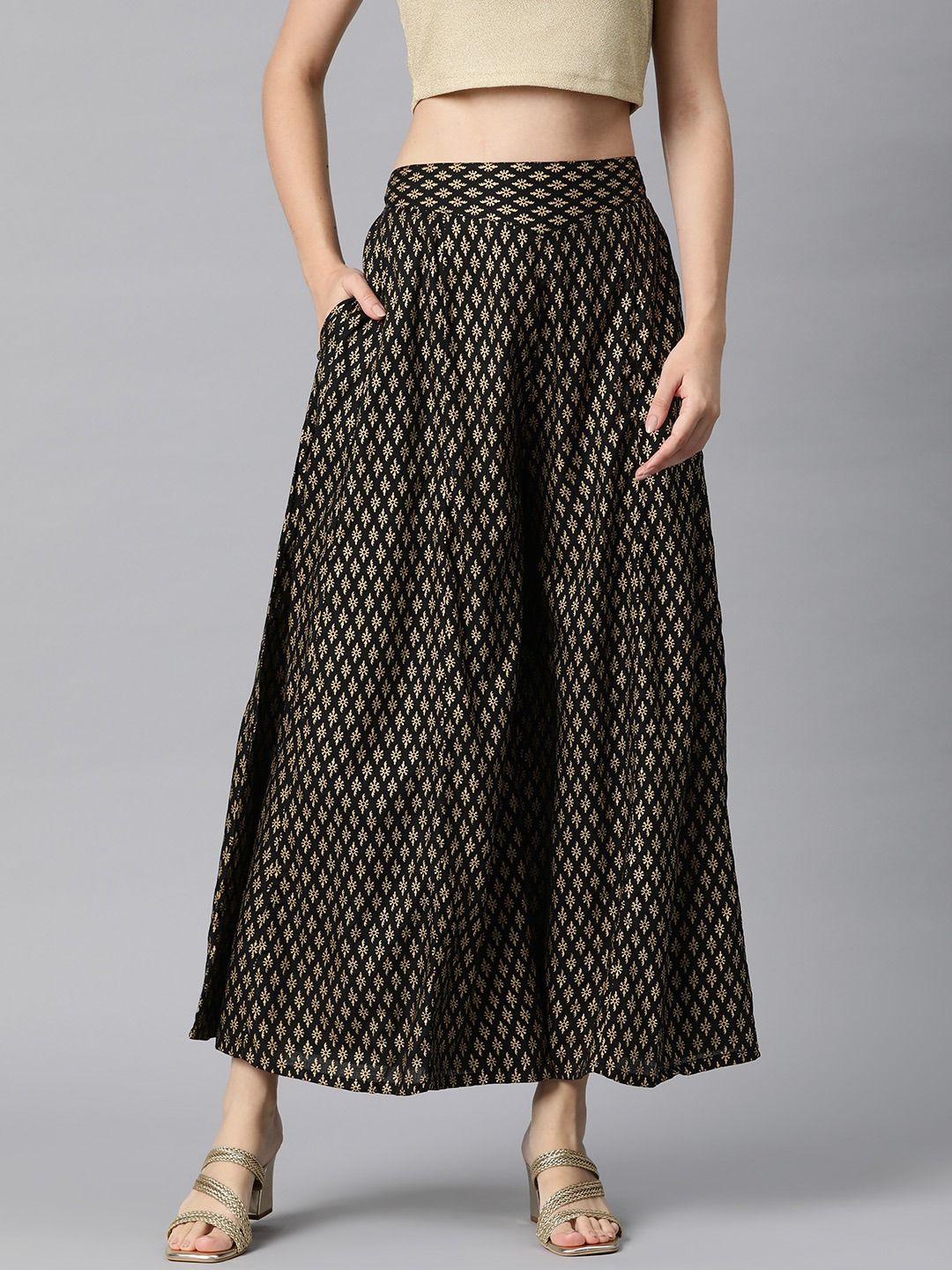 Rayon Fabric Black Color Palazzo