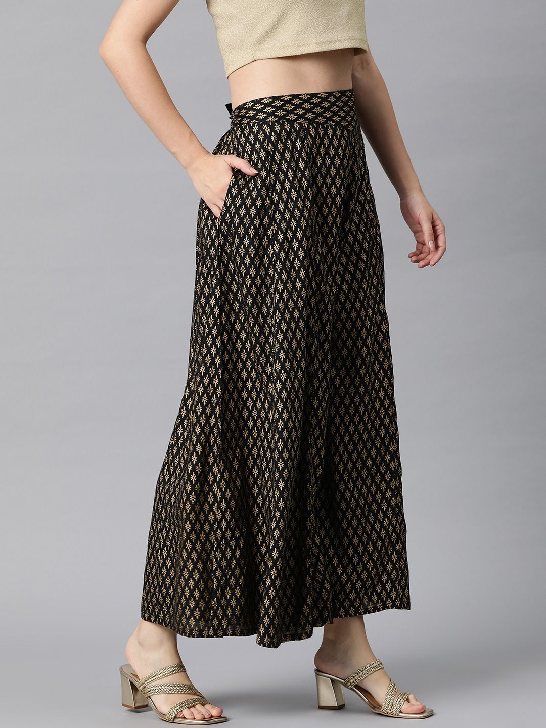 Rayon Fabric Black Color Palazzo